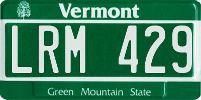VT license plate LRM429