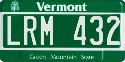 VT license plate LRM432