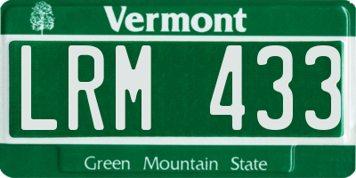 VT license plate LRM433