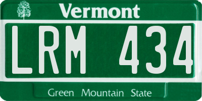 VT license plate LRM434
