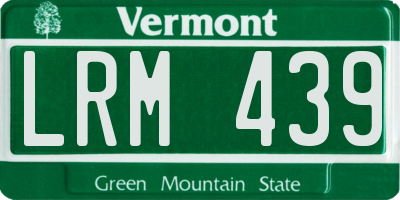 VT license plate LRM439