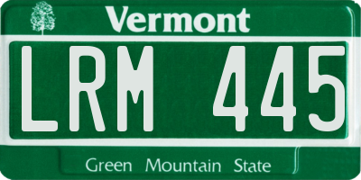 VT license plate LRM445