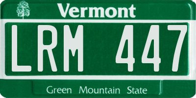 VT license plate LRM447