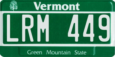 VT license plate LRM449