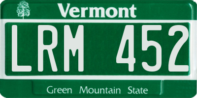 VT license plate LRM452