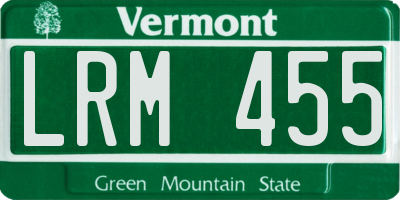 VT license plate LRM455