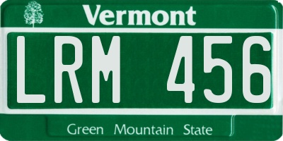 VT license plate LRM456