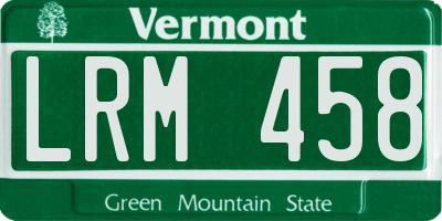 VT license plate LRM458