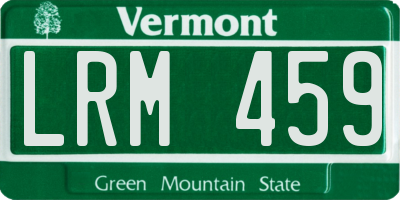 VT license plate LRM459