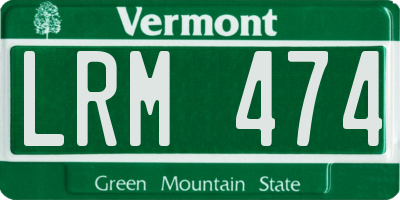 VT license plate LRM474