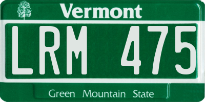 VT license plate LRM475