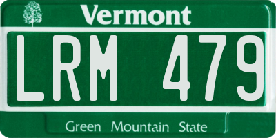 VT license plate LRM479
