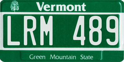 VT license plate LRM489