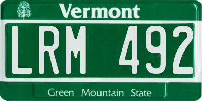 VT license plate LRM492