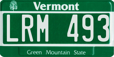 VT license plate LRM493