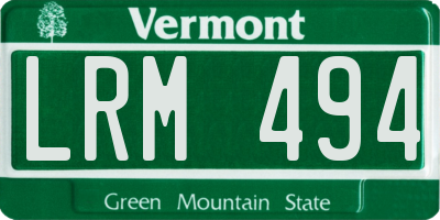 VT license plate LRM494