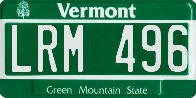VT license plate LRM496