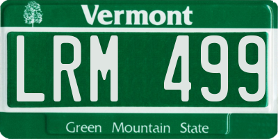 VT license plate LRM499