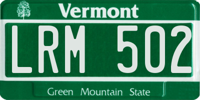 VT license plate LRM502