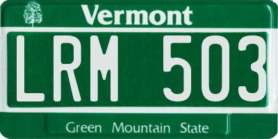 VT license plate LRM503