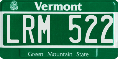 VT license plate LRM522