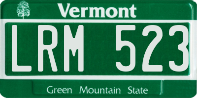 VT license plate LRM523