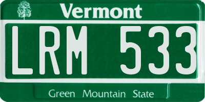 VT license plate LRM533