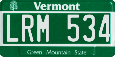 VT license plate LRM534