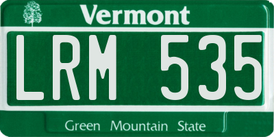 VT license plate LRM535