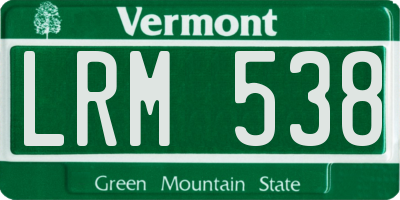 VT license plate LRM538