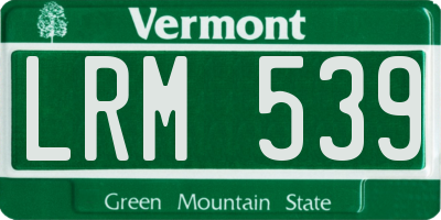 VT license plate LRM539