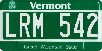 VT license plate LRM542
