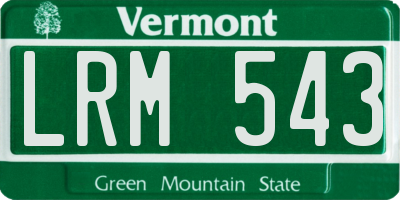 VT license plate LRM543