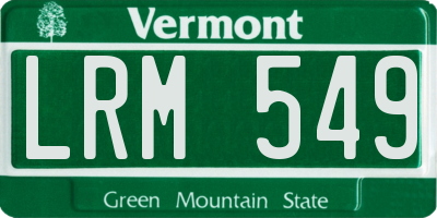 VT license plate LRM549