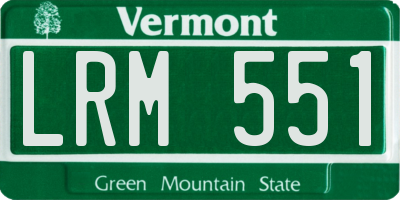 VT license plate LRM551