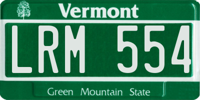 VT license plate LRM554