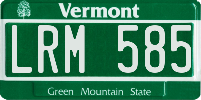 VT license plate LRM585