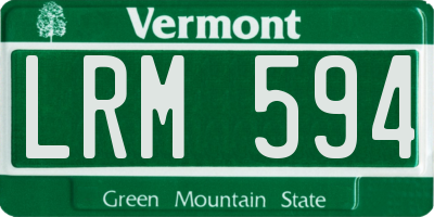 VT license plate LRM594