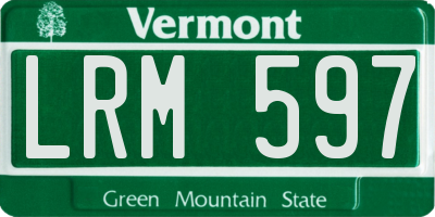 VT license plate LRM597