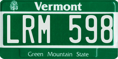 VT license plate LRM598