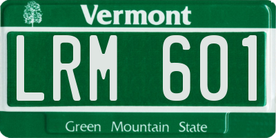 VT license plate LRM601