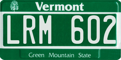 VT license plate LRM602