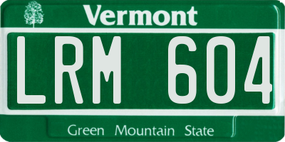 VT license plate LRM604
