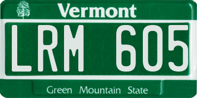 VT license plate LRM605