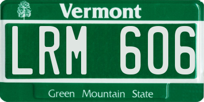 VT license plate LRM606