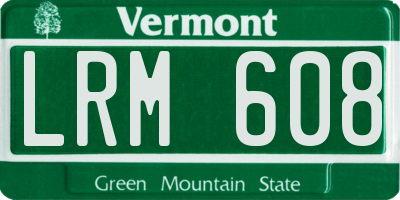 VT license plate LRM608