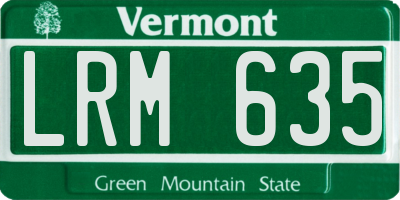 VT license plate LRM635