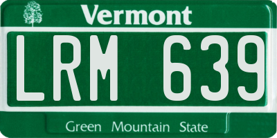 VT license plate LRM639