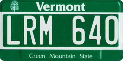 VT license plate LRM640
