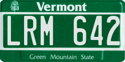 VT license plate LRM642